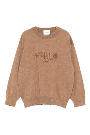 pullover in cotone marrone FENDI KIDS | JUG184AS5PF0QU5